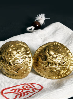 宜观黄铜双龙核桃文玩核把件手盘工艺品摆件把玩件随身解压创意文