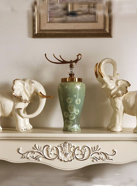 达沃（dawo）鎏金招财大象摆件一对欧式家居装饰品客厅酒柜电视柜
