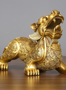 铜欣祥铜貔貅摆件办公室工艺品公司开业乔迁礼品客厅装饰品1号左