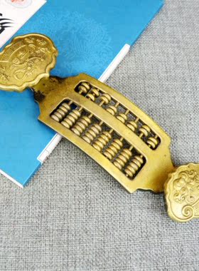驰诺黄铜实心铜算盘纯铜如意算盘摆件家居装饰品办公室工艺品创意