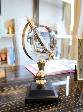 初见水晶球地球仪摆件办公室书房工艺装饰品样板房客厅创意摆设送