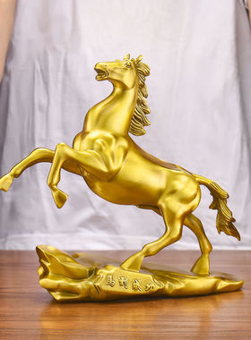 铜一家铜马摆件精致小招黄铜办公室桌面装饰马到成功马摆件工艺品