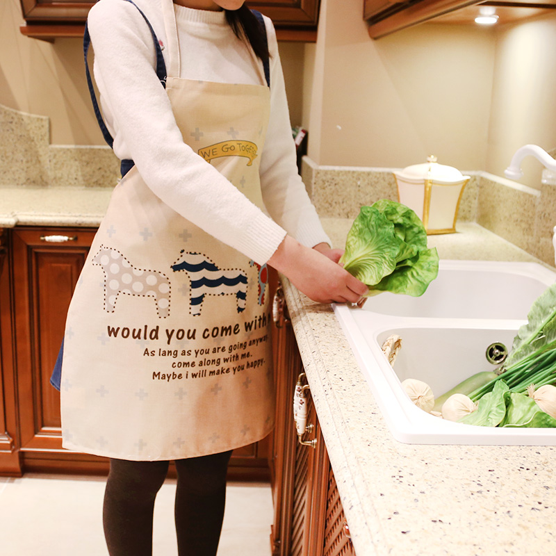 韩版时尚围裙女男厨房防水防油防污可爱创意做饭罩衣围裙家用成人
