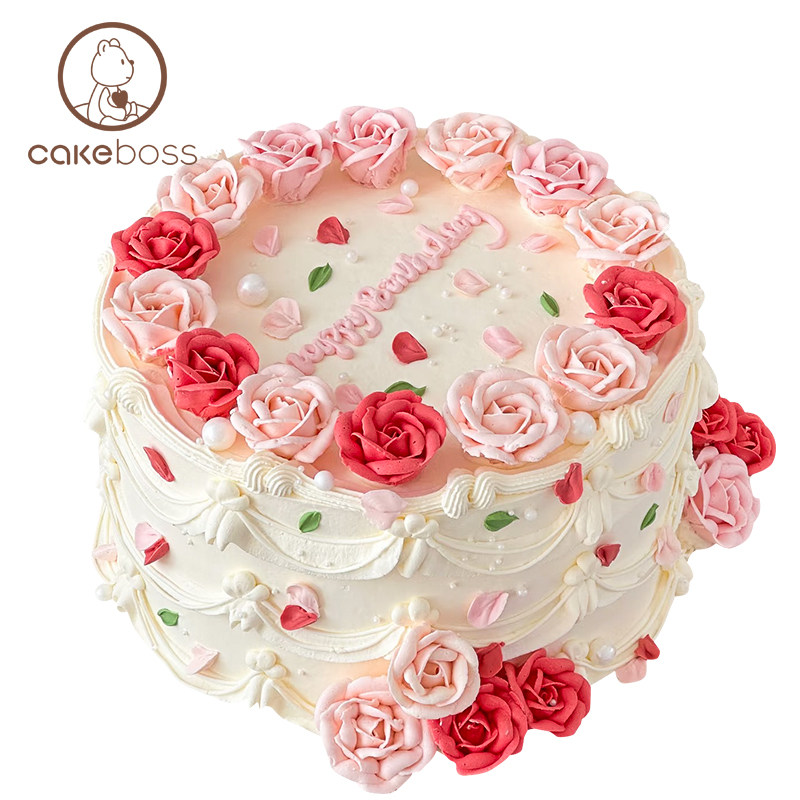 CAKEBOSS复古玫瑰系列奶油裱花生日蛋糕下午茶蛋糕北京同城配送,淘宝优惠券,粉丝福利购,淘宝优惠卷