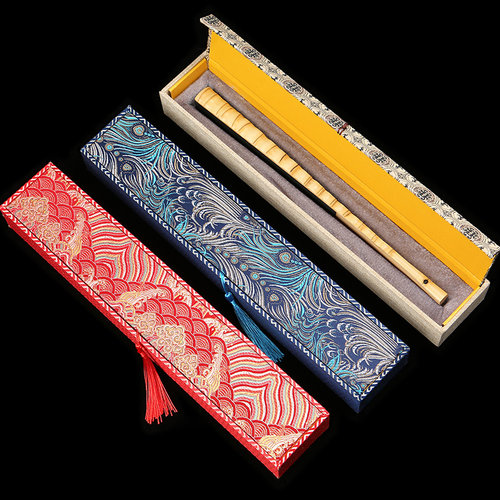 燃灯流苏扇盒孔雀云锦红底海浪中国风扇子盒收藏送礼折扇收纳礼盒 - 图1