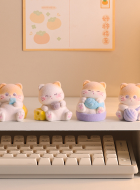 可爱植绒小猫摆件工位治愈情绪