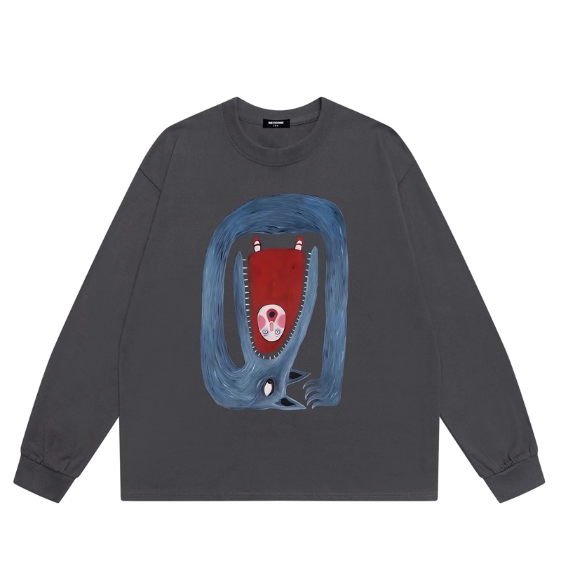 WE11DONE CDG*25AW小众潮牌动漫印花情侣重磅纯棉宽松打底衫t恤男 - 图2