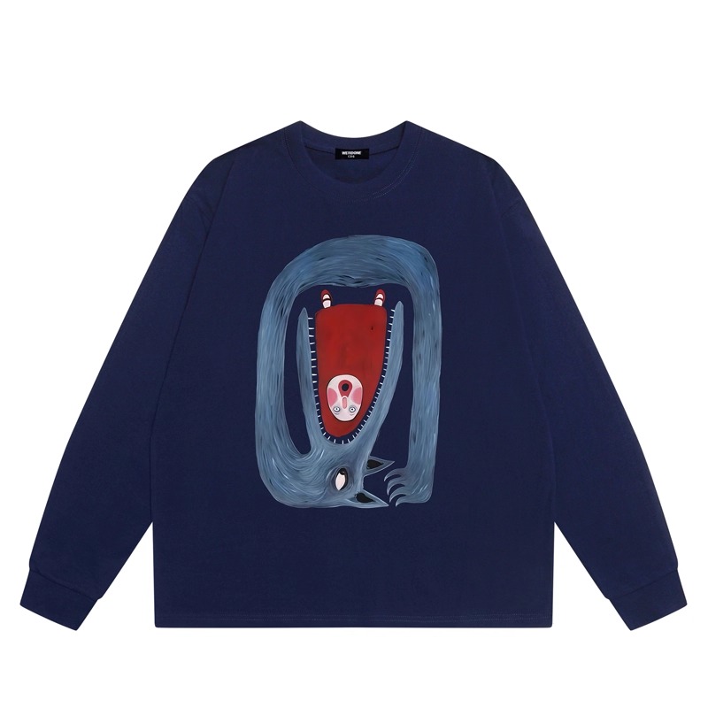 WE11DONE CDG*25AW小众潮牌动漫印花情侣重磅纯棉宽松打底衫t恤男 - 图1