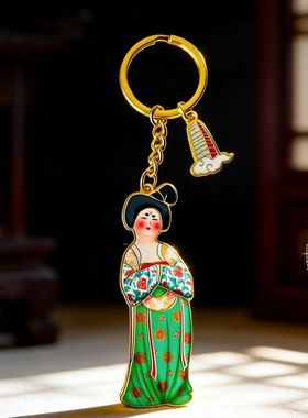 西安文创纪念品西安博物院唐粉彩仕女俑唐仕女摆件立体冰箱贴书签