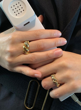 时尚个性麻花珍珠戒指