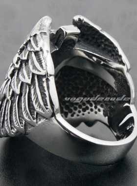 天使之翼钛钢戒指朋克复古个性