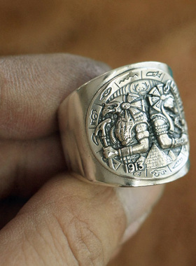 复古权杖纯银饰品戒指