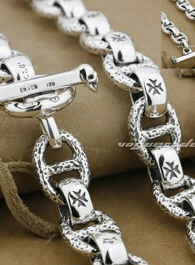 925银男士椭圆环日字项链