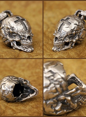 男士925银十字架骷髅头吊坠