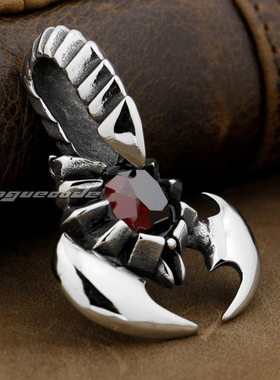 红色锆石钛钢复古吊坠