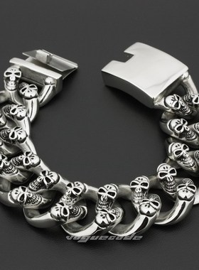 重型复古时尚男款手链骷髅钛钢
