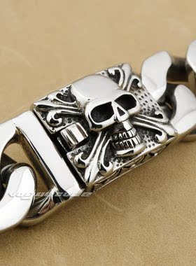 厚重型时尚男款钛钢项链 Cool朋克风潮骑士个性霸气骷髅头项链男