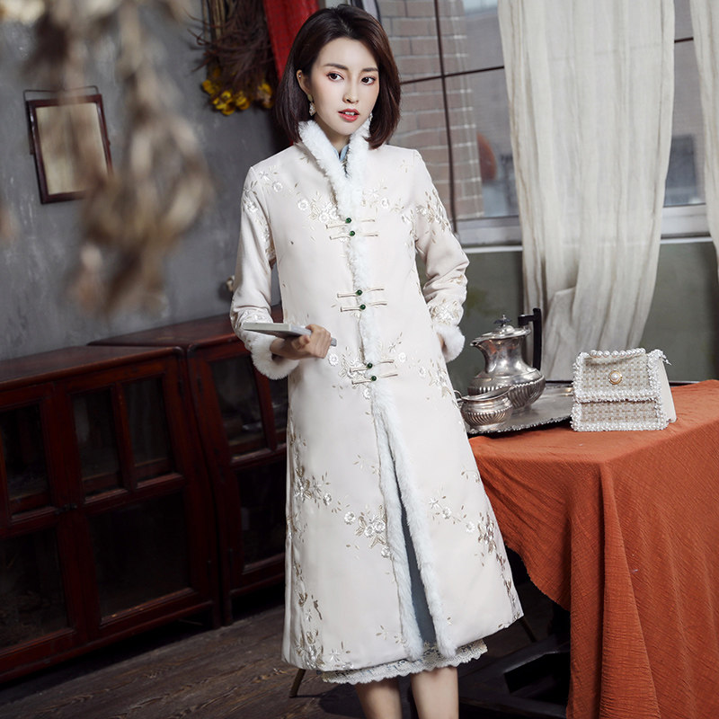 大衣外搭2021年新款年轻款高端旗袍 夜树旗袍