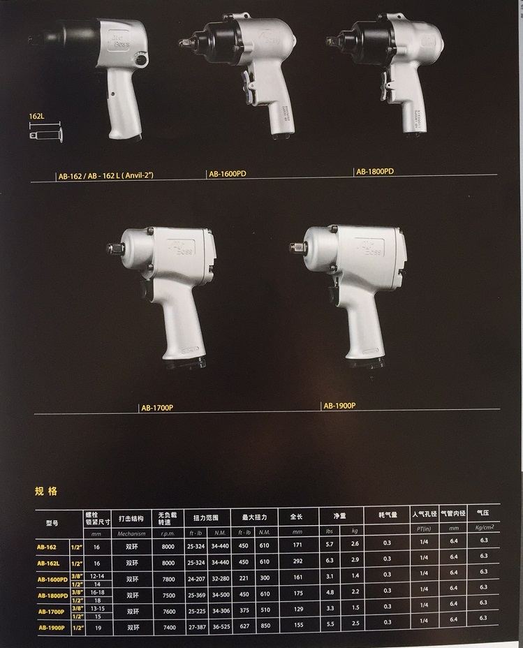 台湾亚柏士AIRBOSS工业级枪型风批，强力AB6PD气动螺丝刀起子-图3