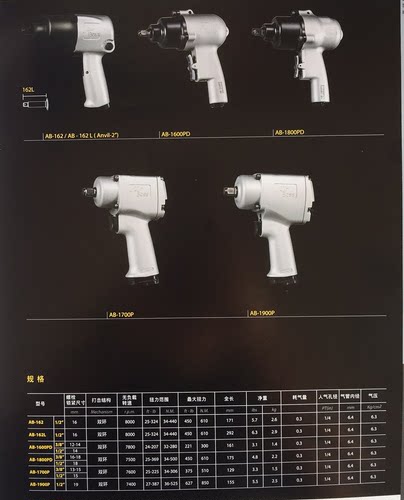 台湾亚柏士AIRBOSS工业级枪型风批，强力AB6PD气动螺丝刀起子 - 图3
