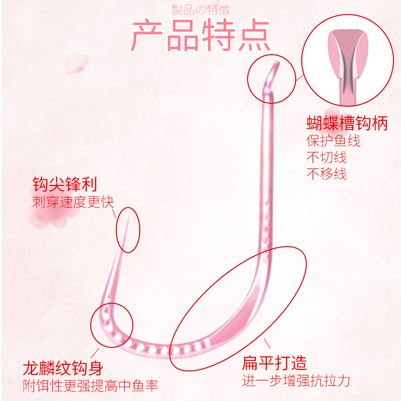 渔舵正品龙鳞针新关东无倒刺飞磕袖钛合金散装鱼钩伊豆伊势尼有刺