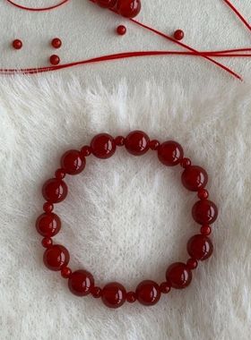 繁花簇簇红玛瑙手串本命年转运纯手工女款款玛瑙手串红色