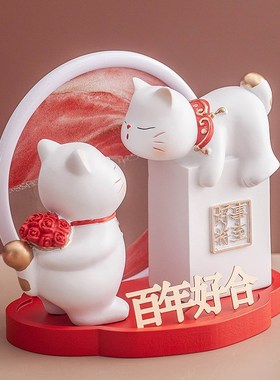 婚庆礼品高档压床新婚礼物结婚婚房桌面客厅玄关电视柜摆件装现货