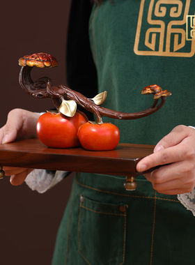 荣芙全铜柿子摆件事事柿柿如意客厅玄关办公室工艺品乔迁新居开业