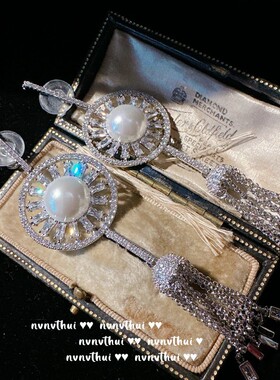 贵妇浓金南洋澳白珍珠轻奢颈链气质珍珠镀金璀璨锆石晚宴耳环项链