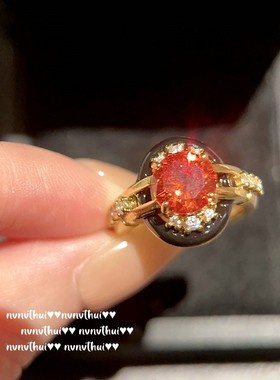 复古宫廷风鱼子酱宝石宴会戒指 镀18K金大克拉超闪锆石滴釉女指环