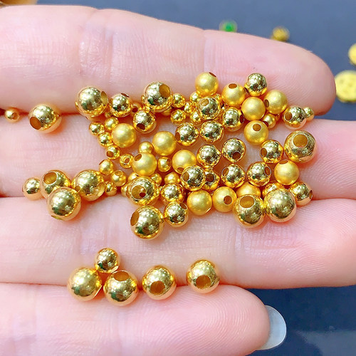 金佛爷18K古法小黄金珠珍珠隔珠散珠定位珠转运珠diy手工材料配件 - 图2