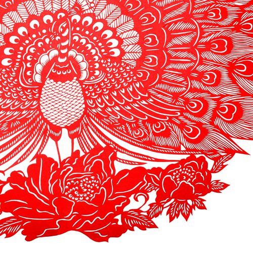 纯手工剪纸客厅装饰画孔雀开屏传统中国风百鸟朝凤剪纸画刻纸成品 - 图1