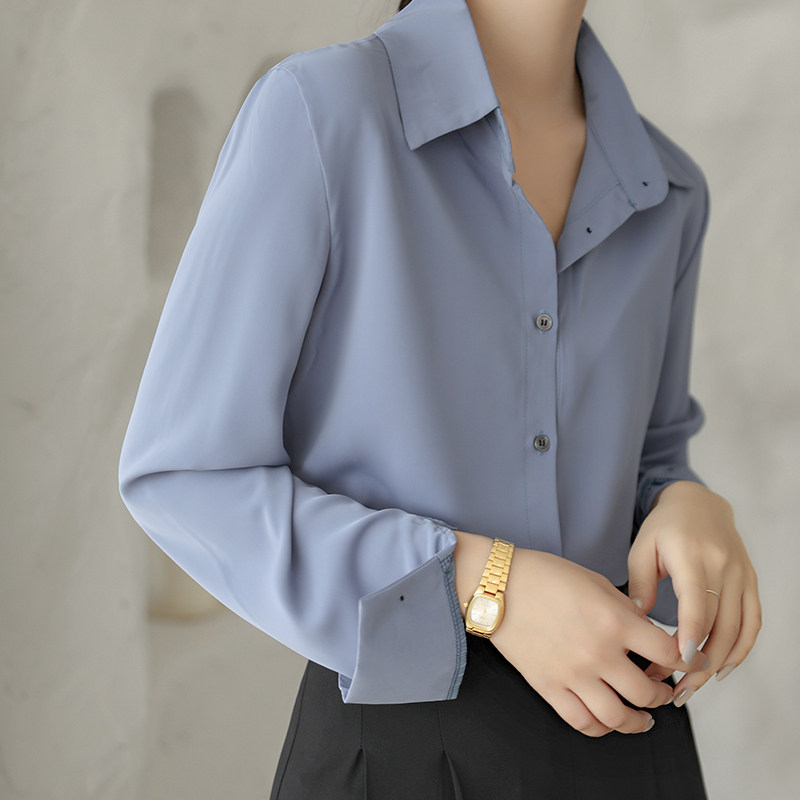 秋季新款设计感小众宽松雪纺白衬衫 堇眉衬衫