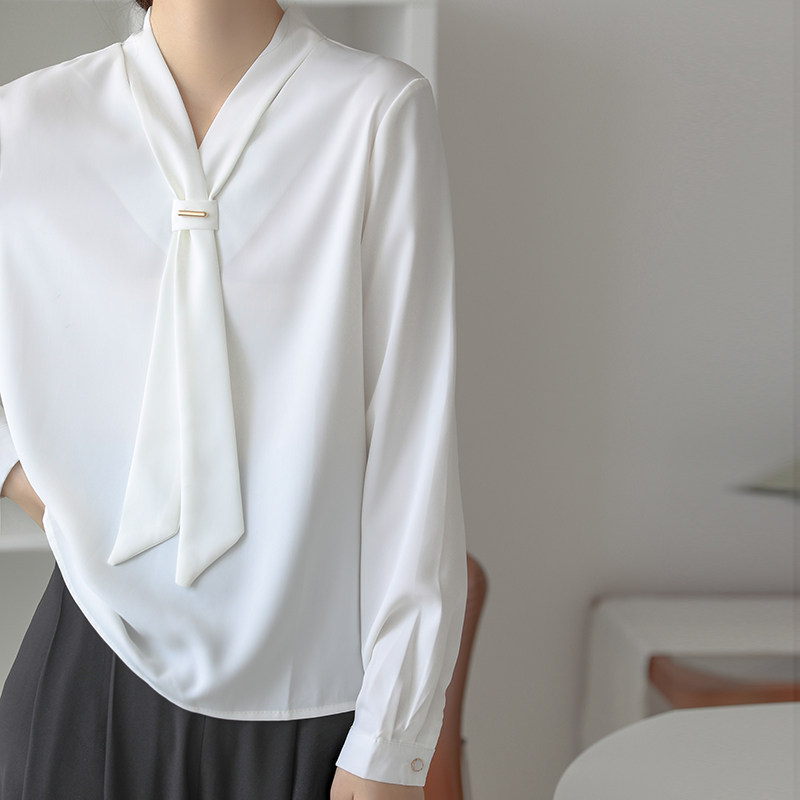 领带设计感小众2020秋季长袖白衬衫 堇眉衬衫