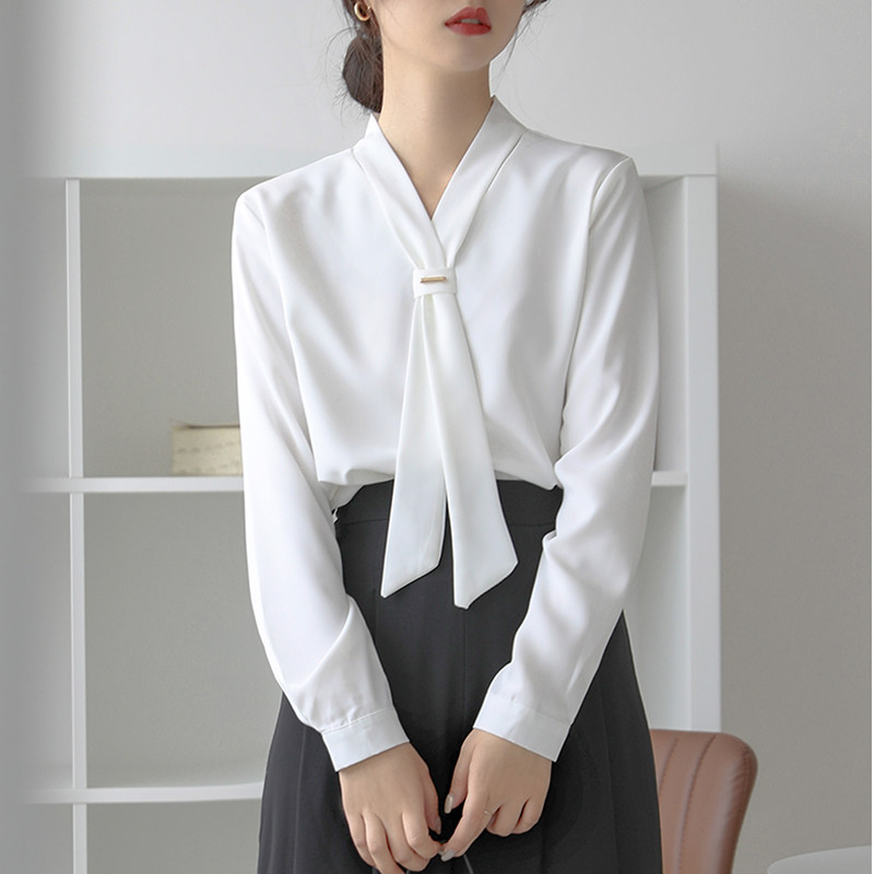 领带设计感小众2020秋季长袖白衬衫 堇眉衬衫