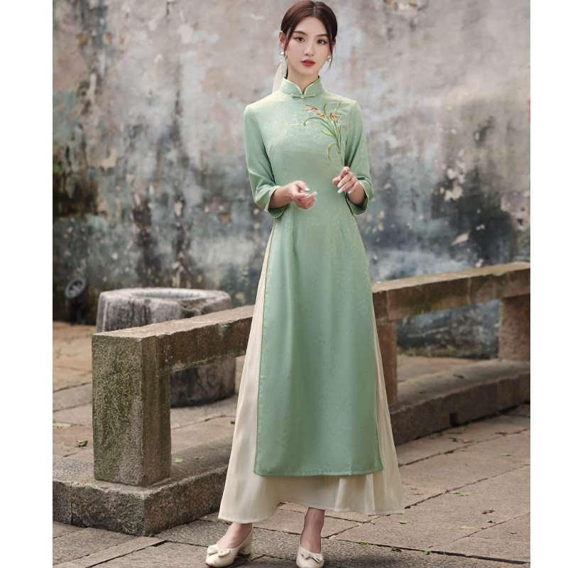 奥黛旗袍2021年新款女长款连衣裙 惜淑旗袍