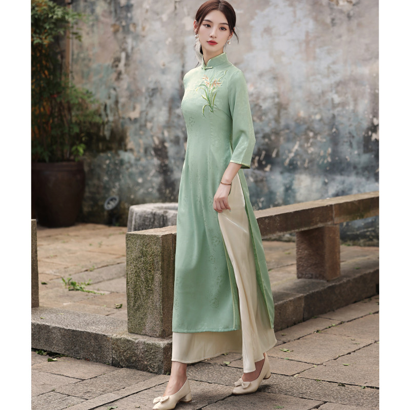 奥黛旗袍2021年新款女长款连衣裙 惜淑旗袍