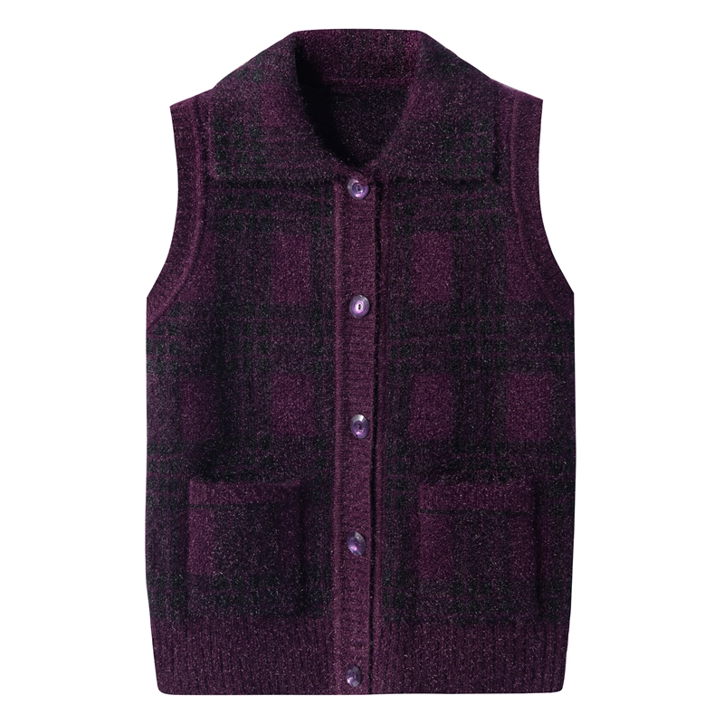 老人背心女春秋妈妈装针织马甲老太太坎肩奶奶毛衣开衫不起球外套 - 图3