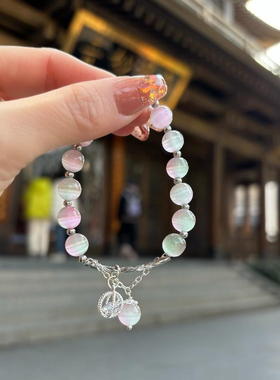 杭州藏银绿幽灵手串金发晶貔貅流通处香灰瓷九尾狐手链月光石手饰