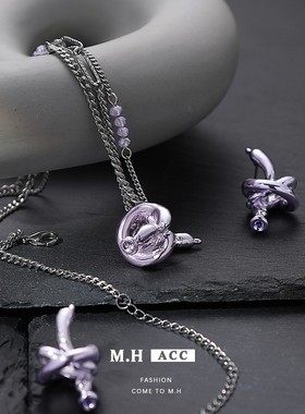 童趣紫色气球项链女小众简约精致甜酷风锁骨链时尚高级感个性项饰