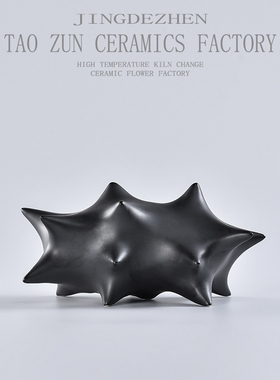 电视柜极简风样板间黑色陶瓷摆件