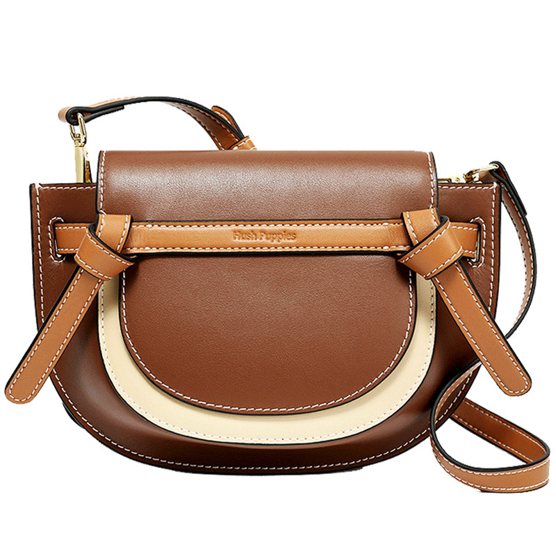 暇步士高级感牛皮小众设计复古包包 暇步士摩天轮马鞍包