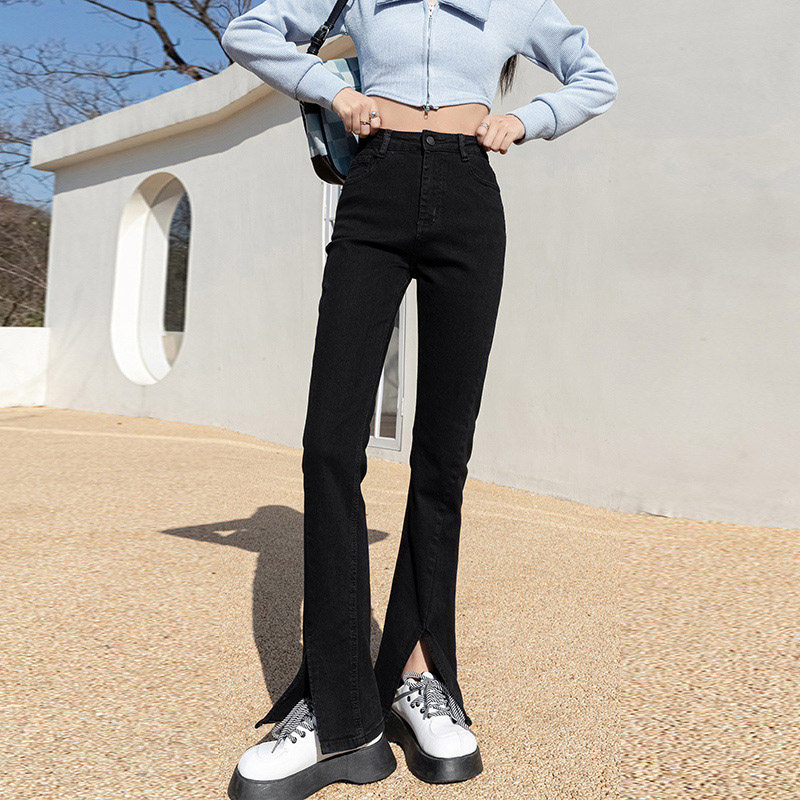 开叉微喇女2022夏新款紧身牛仔裤 skykingdom牛仔裤