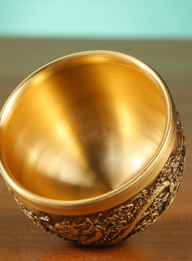 黄铜新款2两龙凤杯高档茶杯主人杯水杯龙杯麒麟创意手工家用摆件