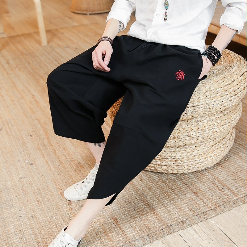 原创薄款沙滩裤男七分裤灯笼裤棉麻宽松阔腿裤大码哈伦裤亚麻中裤,淘宝优惠券,粉丝福利购,淘宝优惠卷