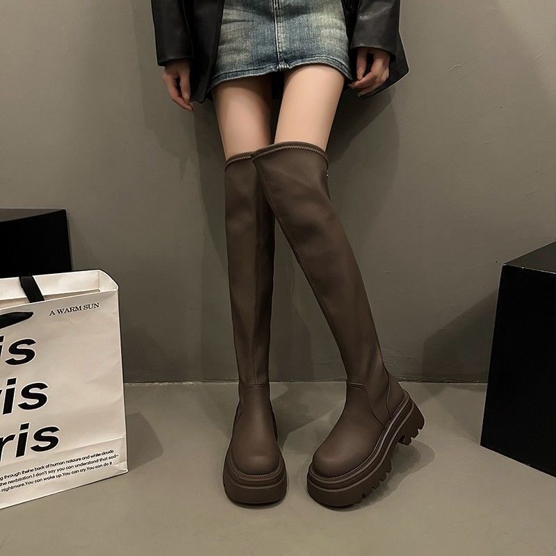 后拉链单里过膝靴女2025秋新款长筒靴显瘦高筒靴子长靴厚底骑士靴,淘宝优惠券,粉丝福利购,淘宝优惠卷