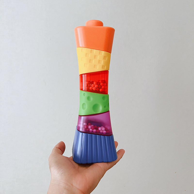 儿童不规则叠叠乐婴幼儿早教思维训练宝宝彩虹软胶积木堆堆乐玩具 - 图0