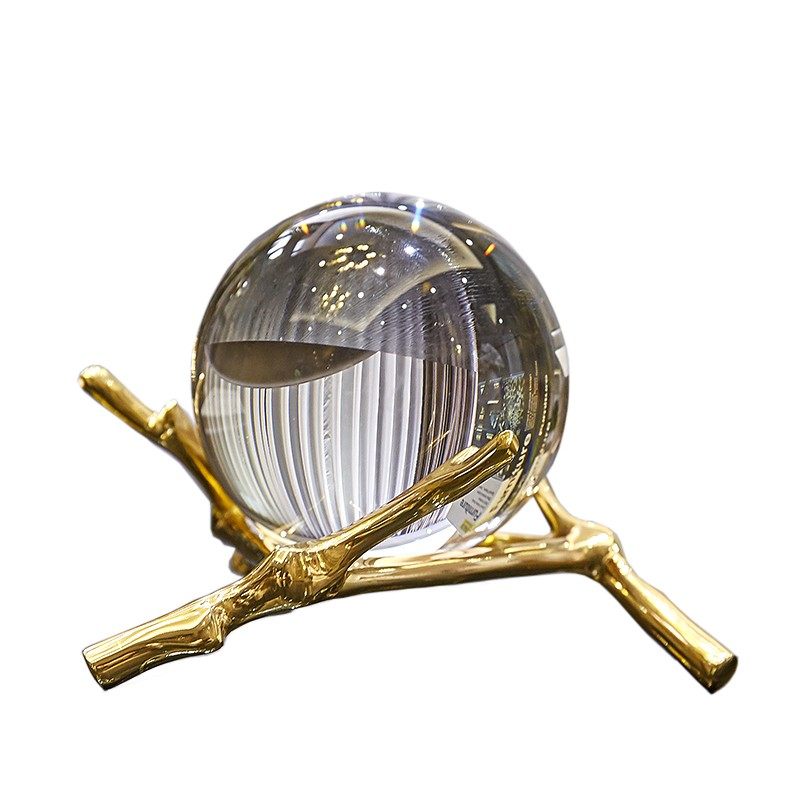 轻奢纯铜招财水晶球摆件客厅电视柜酒柜办公室乔迁礼品装饰品摆设,淘宝优惠券,粉丝福利购,淘宝优惠卷