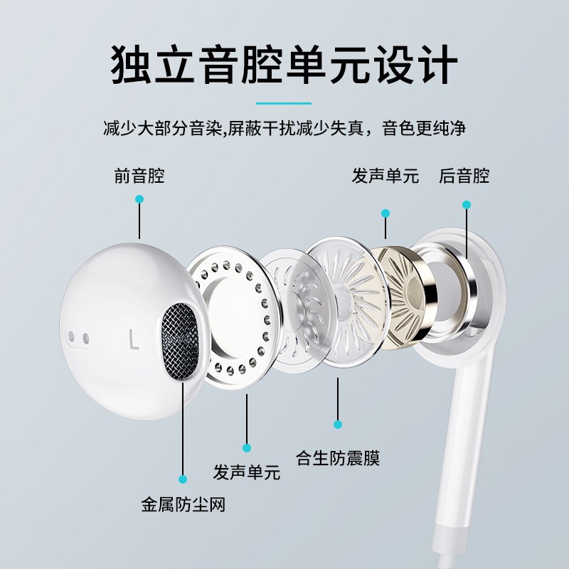 适用荣耀50耳机原装半入耳式华为荣耀50se有线耳机honor50pro带麦 - 图1