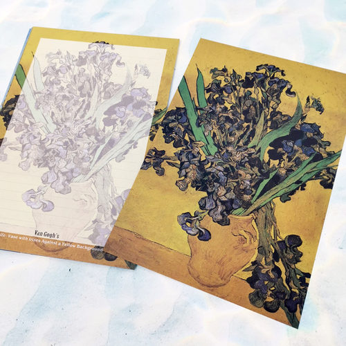 梵高的花竖版信笺纸名画精致信纸合集杏花鸢尾花玫瑰花向日葵复古 - 图2